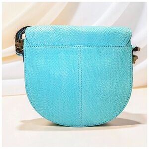 Stefano Orsi Firenze Turquoise Leather Saddle Crossbody Bag Gold Hardware Italy